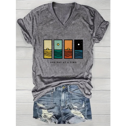 Geometric Mountain & Starry Night Graphic Tee FitiqueFit