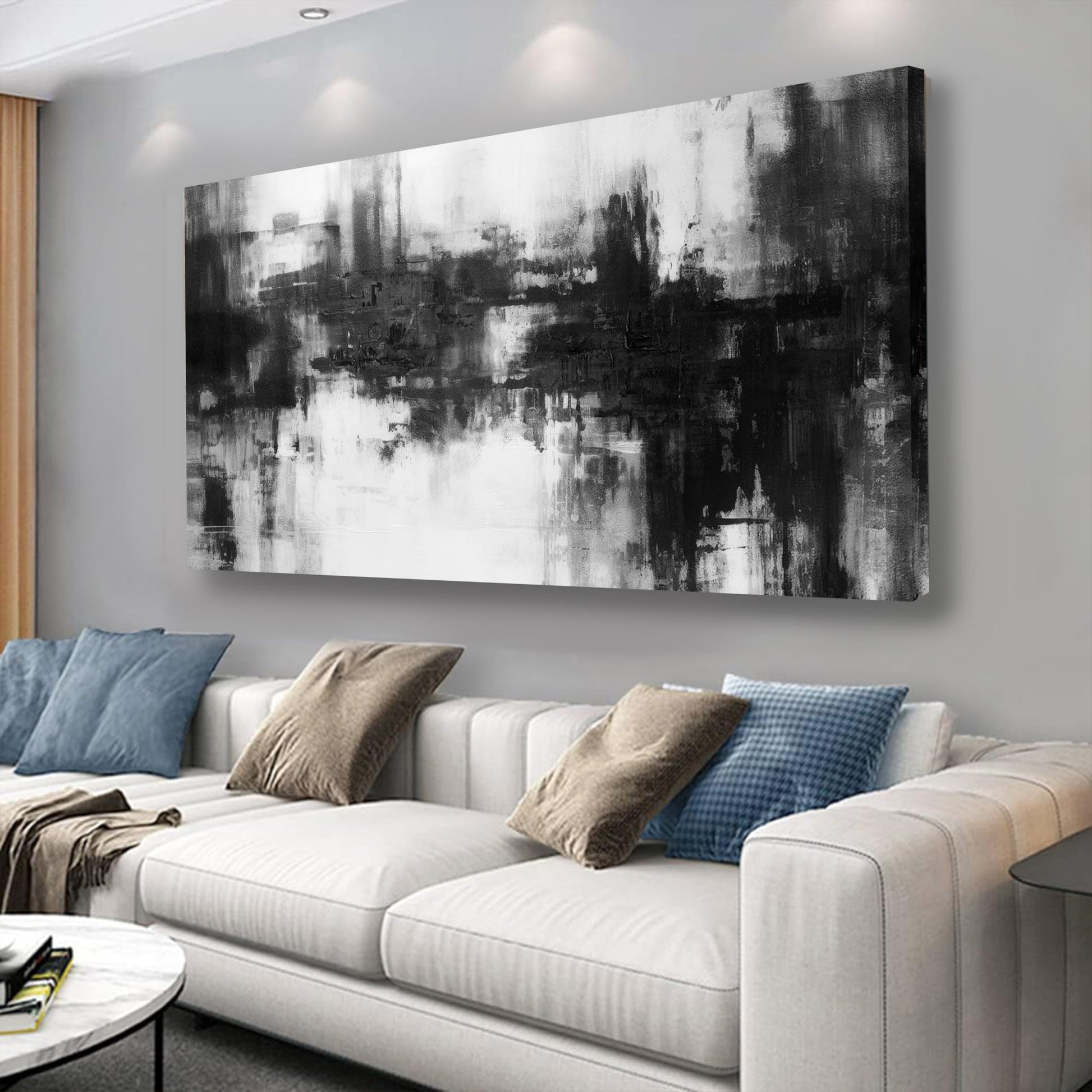 VHMING Black Abstract Wall Art Decor Black and White Painting Pop Culture Wall art Rock Room Decor Art Canvas Wall Decoration Artwork for Bedroom Home Office Dining Room Decoration 24"x48" New Era Fashion LLc