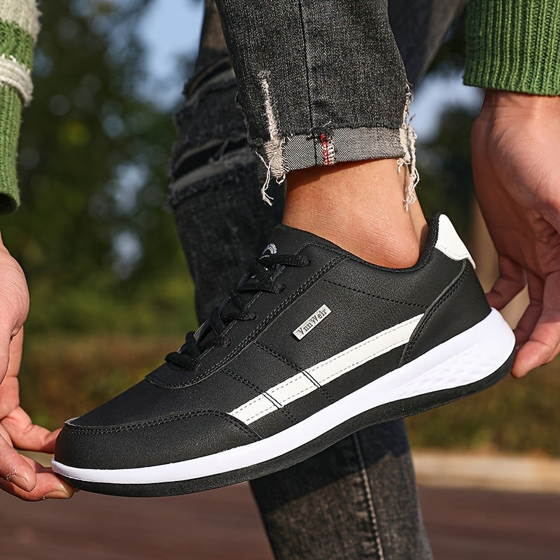 VanWeir Lightweight Men'S Shoes | Navy Blue/White, Lace-up sneakers with MD/TPR Sole, Breathable Fabric Lining for Outdoor, Hiking & Casual Wear NovaCart