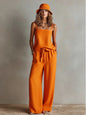 Women's Spaghetti Strap Cami Top & Wide-Leg Pants Two-Piece Set FitiqueFit