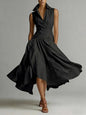 Women's Goddess Slim-Fit Maxi Dress – Collared, Sleeveless, Elegant Long Dress FitiqueFit