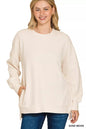 Zenana Full Size Acid Washed Double Ribbed Hi-low Sweatshirt Plus Size Garden Naked Curves