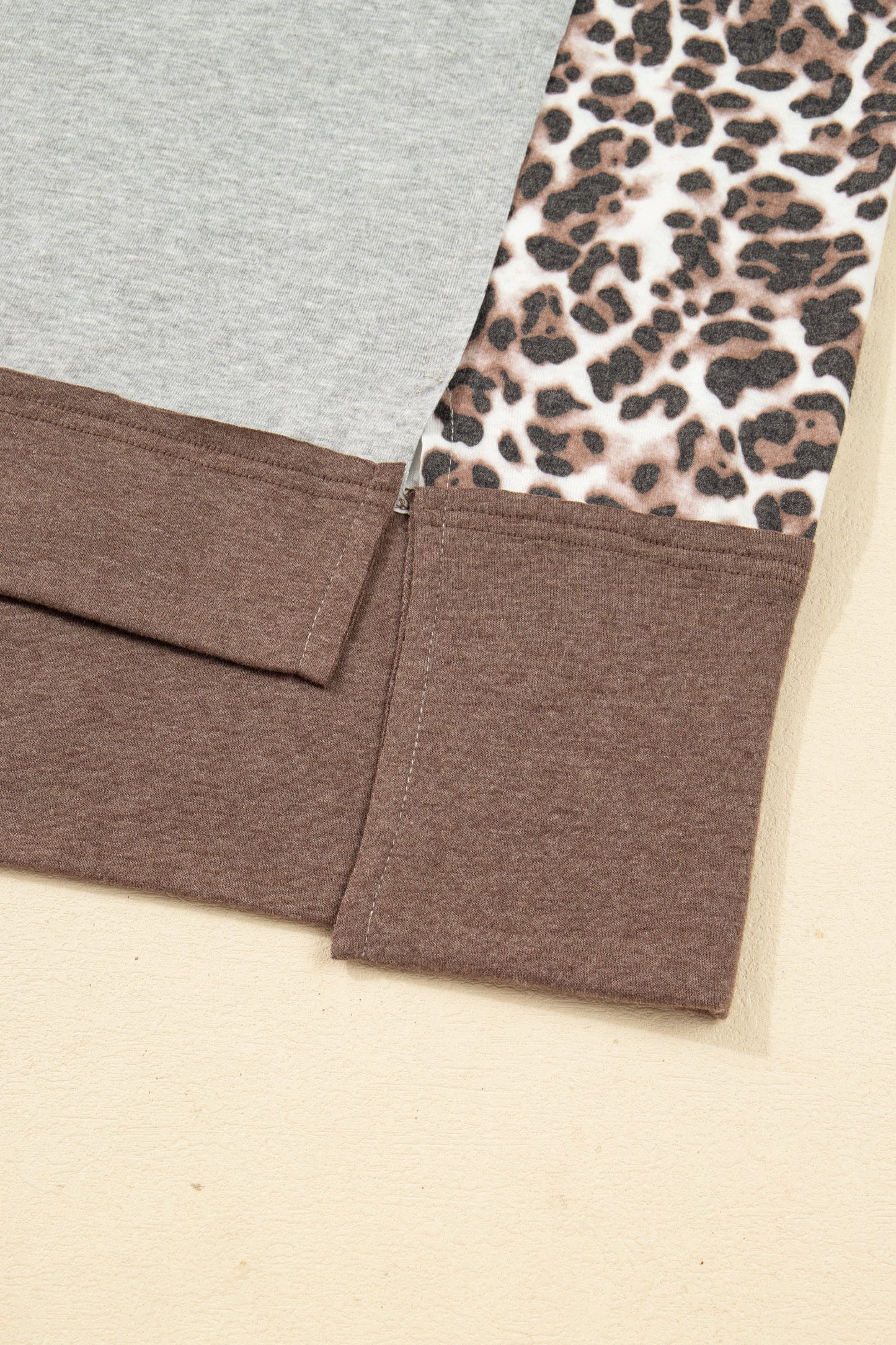 Gray Plus Size Leopard Color Block Patchwork Dolman Sweatshirt Garden Naked Curves