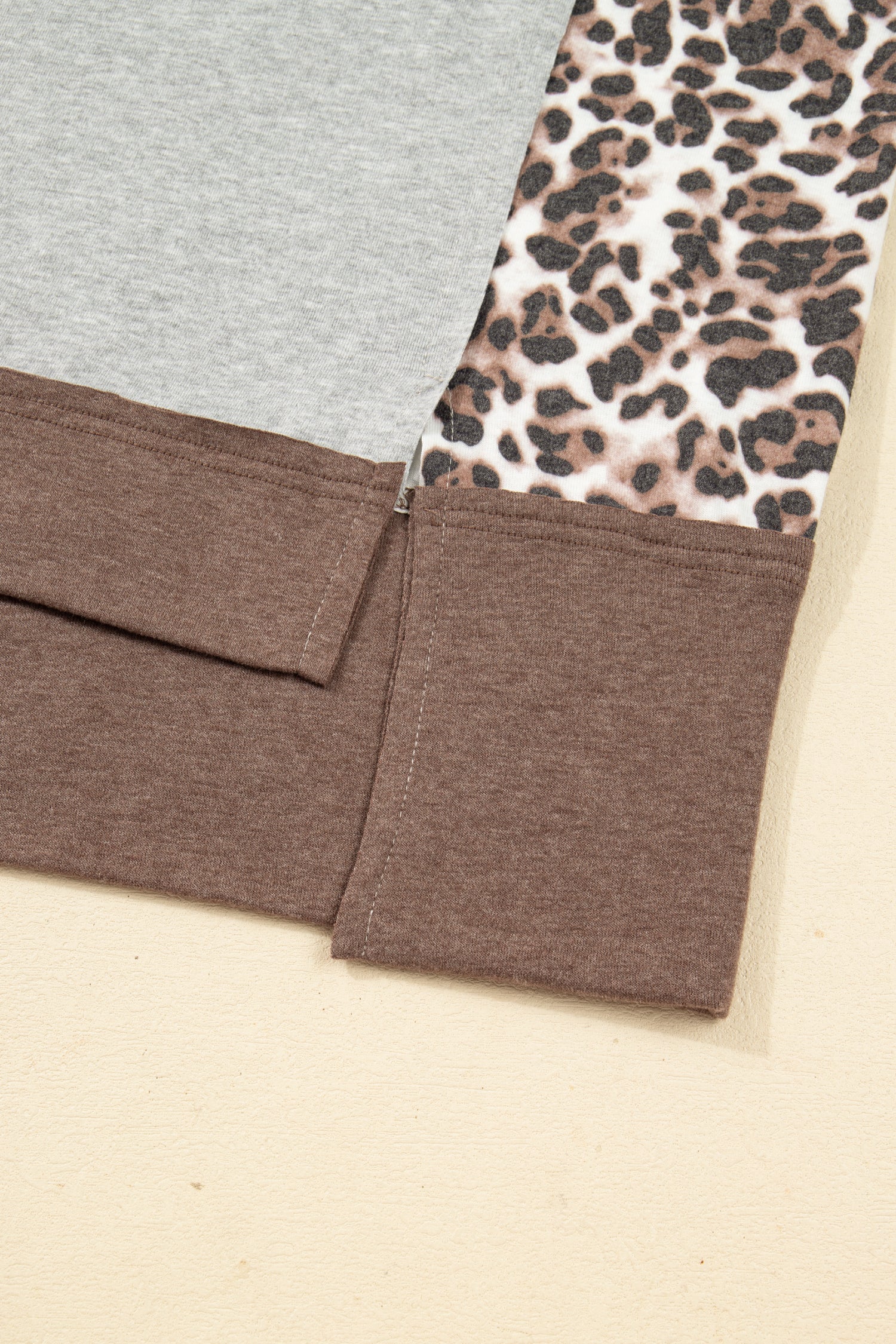 Gray Plus Size Leopard Color Block Patchwork Dolman Sweatshirt Garden Naked Curves