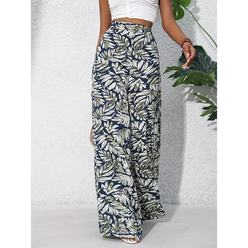 Women’s Printed High‑Waist Wide‑Leg Palazzo Pants FitiqueFit