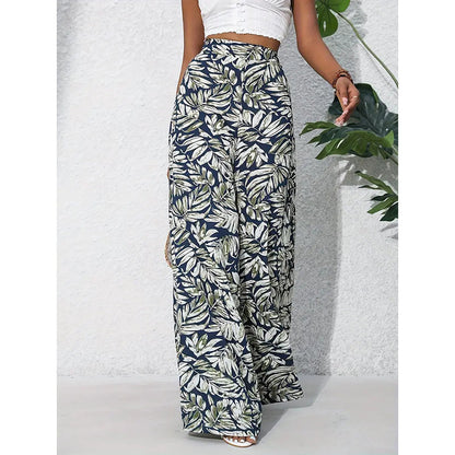 Women’s Printed High‑Waist Wide‑Leg Palazzo Pants FitiqueFit