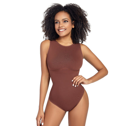 Shaping Tight Belly Trimming Vest Solid Color Round Neck Jumpsuit Grayceful LLC