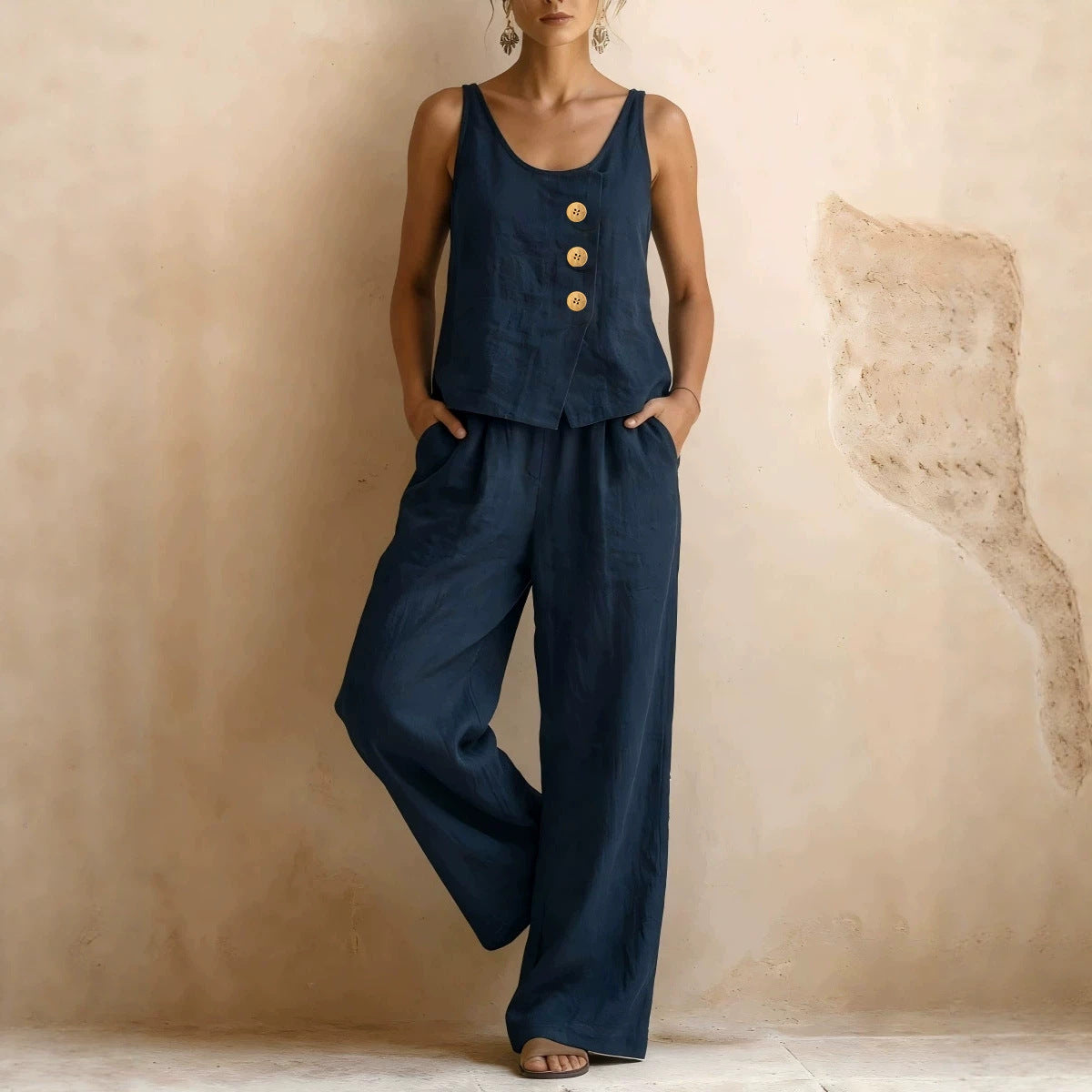 Women's Sleeveless Tank Top & Pants Two-Piece Set FitiqueFit