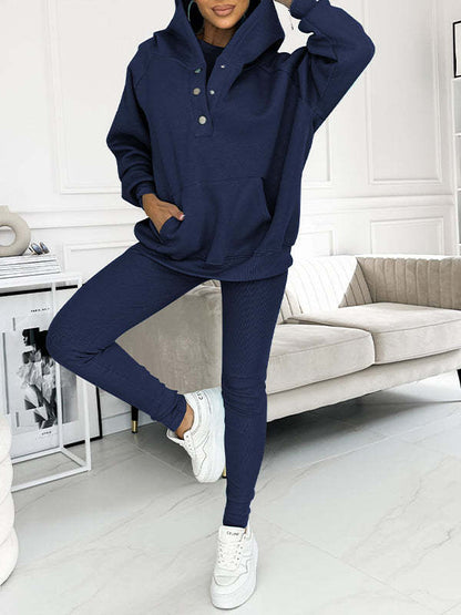 Casual Hooded Sweater Thickened Thread Fitted Vest Pants Three-piece Set See size chart under “more details” The Fashion Celestial