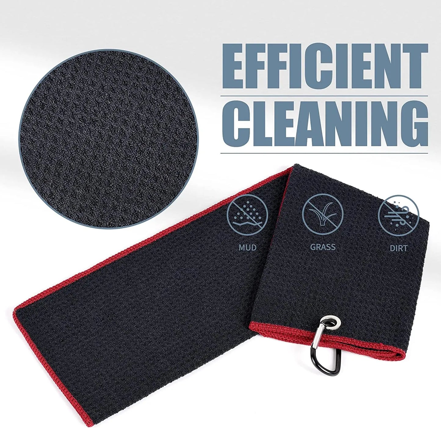 Golf Towels - Microfiber Waffle Pattern Tri-Fold, Brush Tool Kit with Club Groove Cleaner with Retractable Cord and Clip, for Men Women, Golf Gift