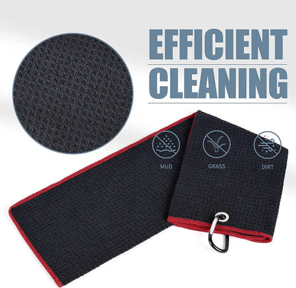 Golf Towels - Microfiber Waffle Pattern Tri-Fold, Brush Tool Kit with Club Groove Cleaner with Retractable Cord and Clip, for Men Women, Golf Gift