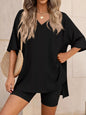 Full Size Casual Loose V-Neck T-Shirt & Shorts Set Plus Size New Era Fashion LLc