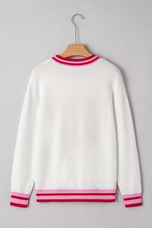 Christmas Stripe Trim Bow Crewneck Sweater Shop Style & More | Fresh Looks, Everyday Deals & Free Shipping
