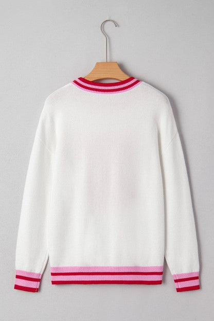 Christmas Stripe Trim Bow Crewneck Sweater Shop Style & More | Fresh Looks, Everyday Deals & Free Shipping
