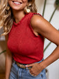 Women's Ribbed Stretchy Sleeveless Tank Top – Wide Strap Crew Neck FitiqueFit