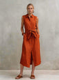 Women's Cotton-Linen Bag-Style Sleeveless Dress – Straight Cut FitiqueFit
