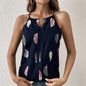 Women’s Feather Print Notch V-Neck Camisole Vest FitiqueFit
