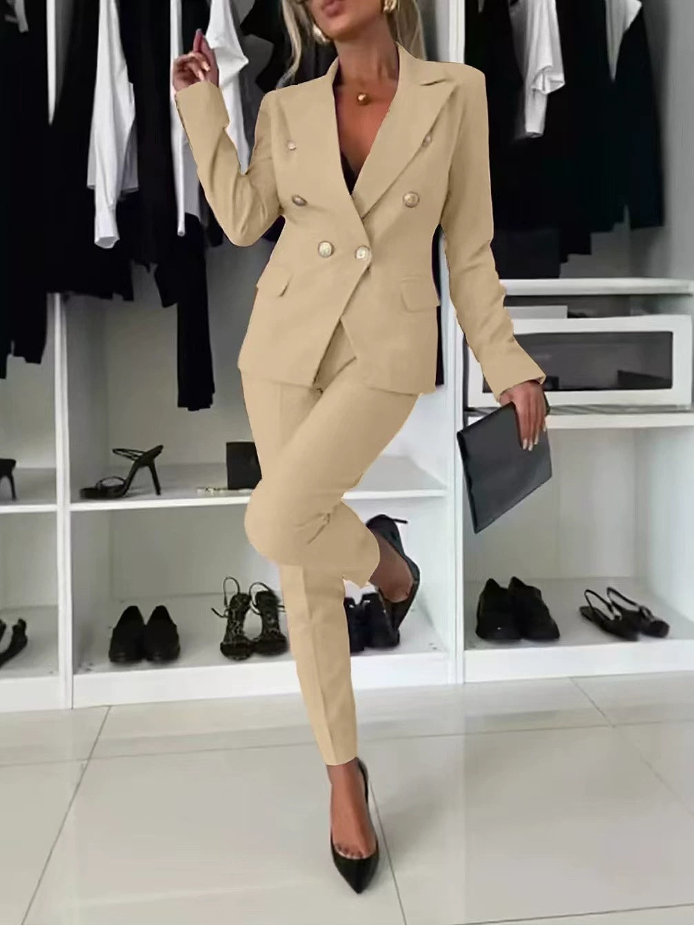 Lapel Button-Down Jacket & Slim-Fit Trousers Suit – 15 Colors XS–XXL FitiqueFit