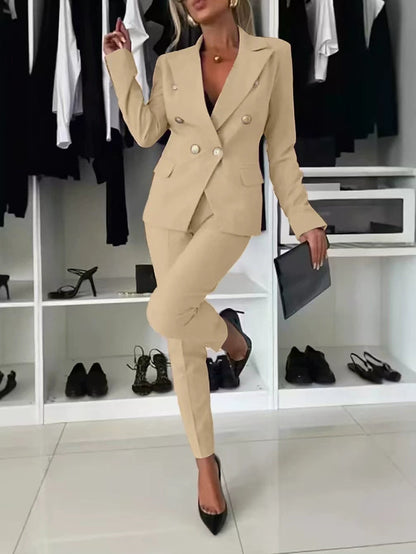Lapel Button-Down Jacket & Slim-Fit Trousers Suit – 15 Colors XS–XXL FitiqueFit