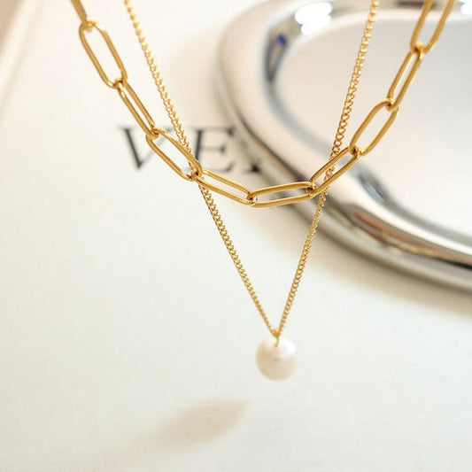 18K Gold Plated Elegance Pearl Link Necklace Shop Style & More | Fresh Looks, Everyday Deals & Free Shipping