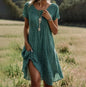 Ethnic Print Midi Dress – Scoop Neck Geometric Pattern Boho Dress FitiqueFit