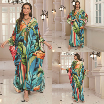 Fashion Personalized Cotton Printed Beach Dress Women Grayceful LLC