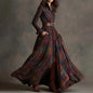 Women's Printed Lapel Slim-Fit Dress – Elegant Commuter Style FitiqueFit