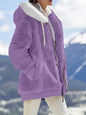 Plush Hooded Jacket – Oversized Fleece Zip-Up with Pockets FitiqueFit