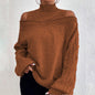Women's Cold Shoulder Sweater - High Neck Cut Out Pullover Long Sleeve FitiqueFit