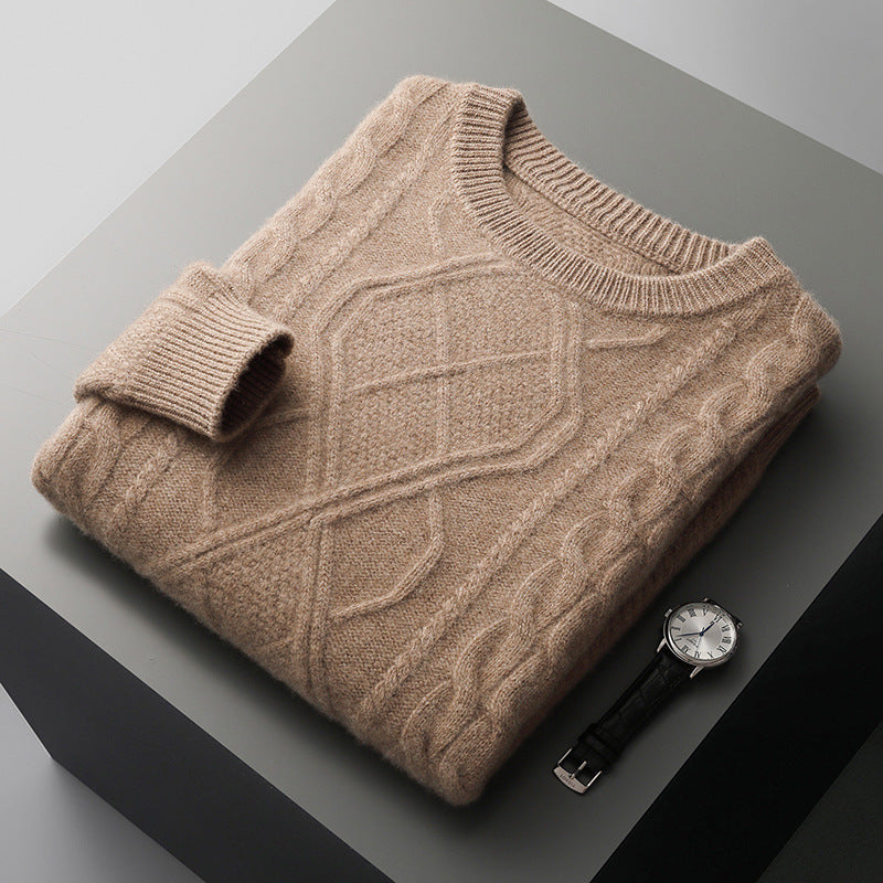 Men's Pullover Twist Round Neck Base Knitwear Loose-fitting Oversized Sweater Grayceful LLC