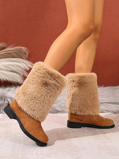 Women’s Chunky Heel Snow Boots – Warm Winter Anti-Slip Ankle Boots FitiqueFit