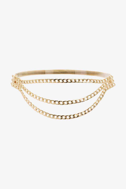 GlamourStyle Metal Triple-Layered Chain Belt – Eye-Catching Fashion Accessory See size chart under “more details” The Fashion Celestial