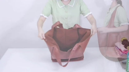 Large Capacity Retro PU Tote Bag For Women - Spacious & Stylish Handbag With Handy Front Pocket For Work, Travel & Everyday Chic NovaCart