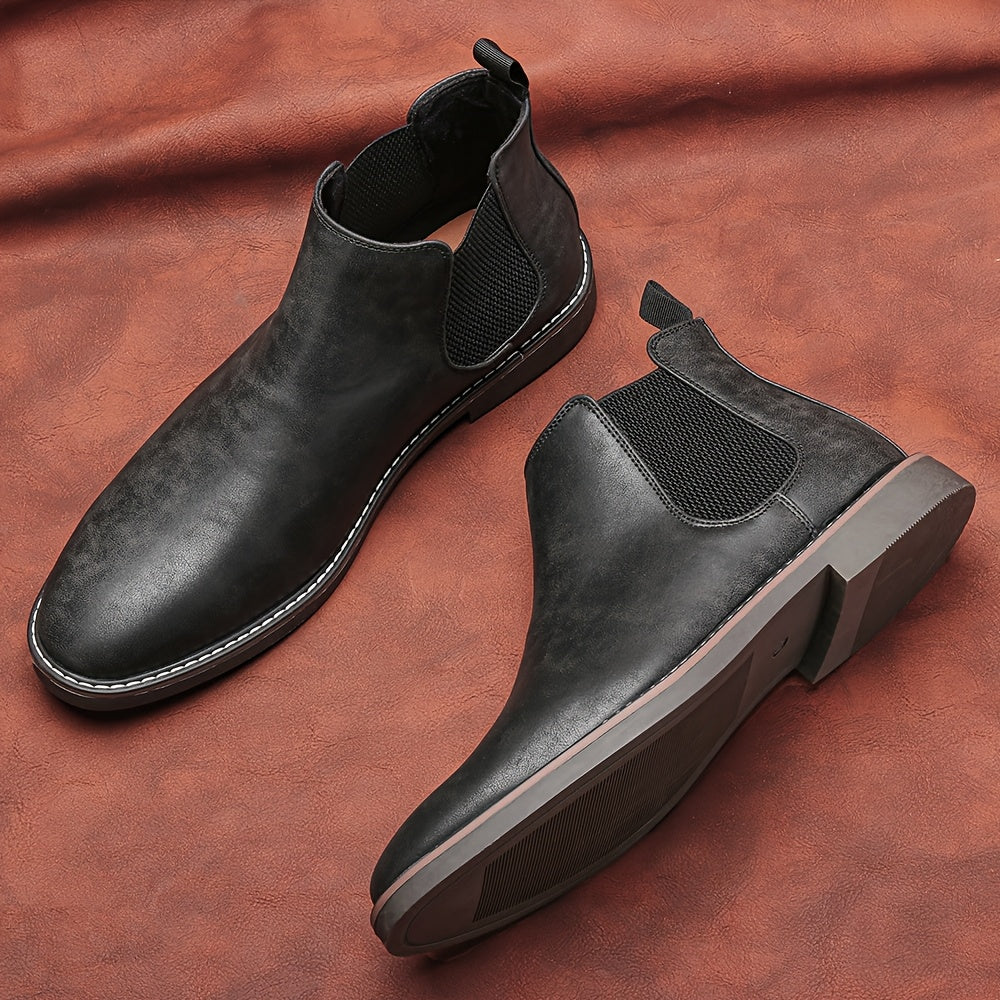 Men'S Chelsea Ankle Boots - Size 40-46, Brown Faux Cover with Black Elastic Band, Pointed Toe, TPR Sole, Ideal for Casual Wear and Vacation NovaCart
