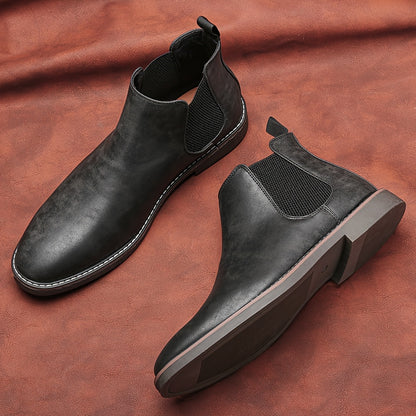 Men'S Chelsea Ankle Boots - Size 40-46, Brown Faux Cover with Black Elastic Band, Pointed Toe, TPR Sole, Ideal for Casual Wear and Vacation NovaCart
