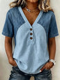 Women's Loose Denim Patchwork Color-Block T-Shirt FitiqueFit