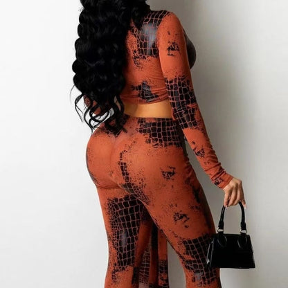 Ladies' Fashion Scale Printed Autumn Winter Pants Set FitiqueFit