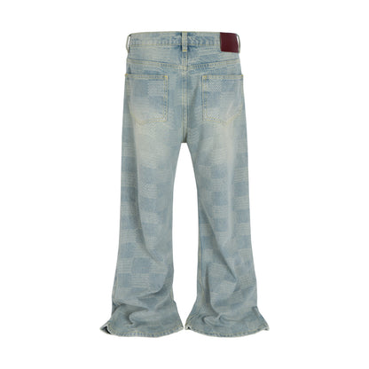 AZUL CHECKERED FLARE DENIM