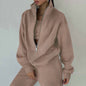 Women's 2-Piece Zip Neck Long Sleeve Sweatshirt & Slim Fit Pants Set FitiqueFit