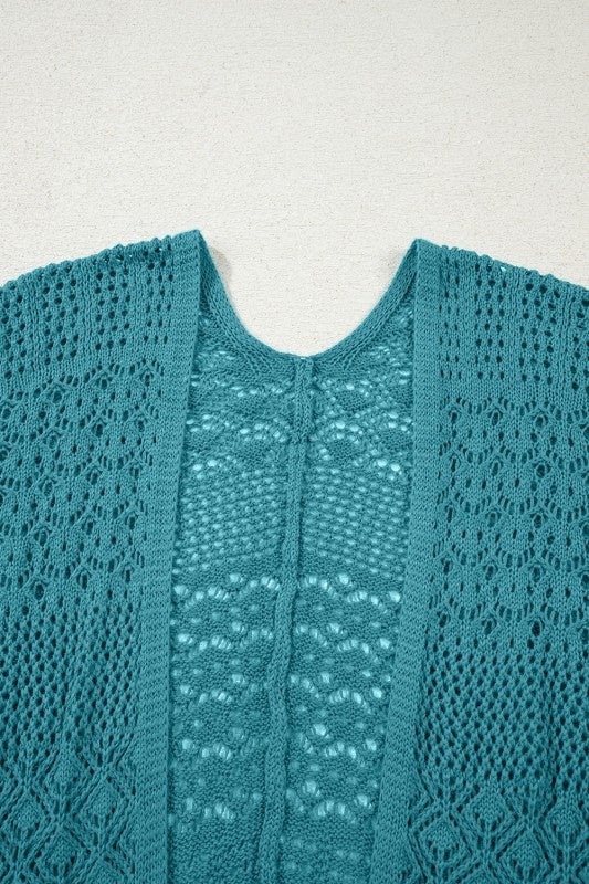 Solid Hollow Knit Open-Front Cardigan Shop Style & More | Fresh Looks, Everyday Deals & Free Shipping
