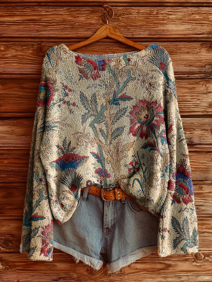 Women’s Fall Wildflower Print Long Sleeve T-Shirt FitiqueFit