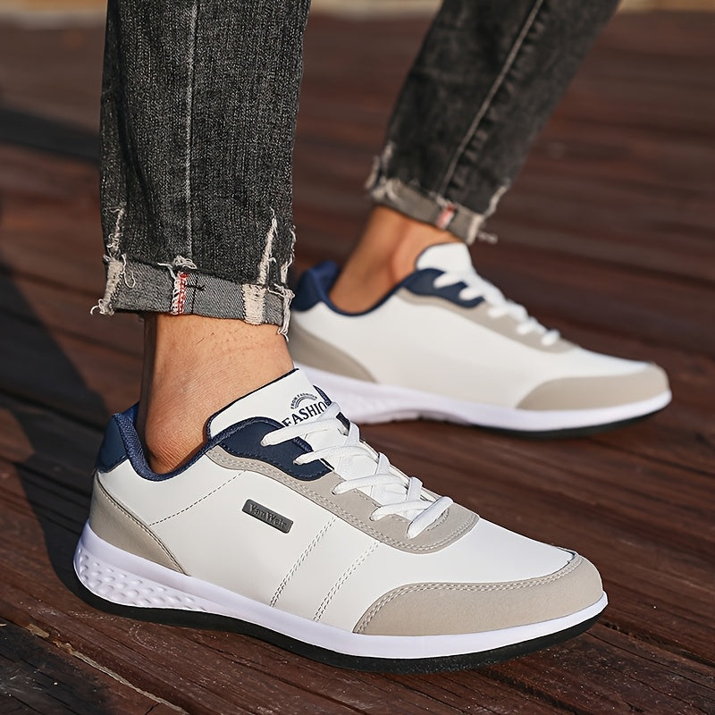 VanWeir Lightweight Men'S Shoes | Navy Blue/White, Lace-up sneakers with MD/TPR Sole, Breathable Fabric Lining for Outdoor, Hiking & Casual Wear NovaCart