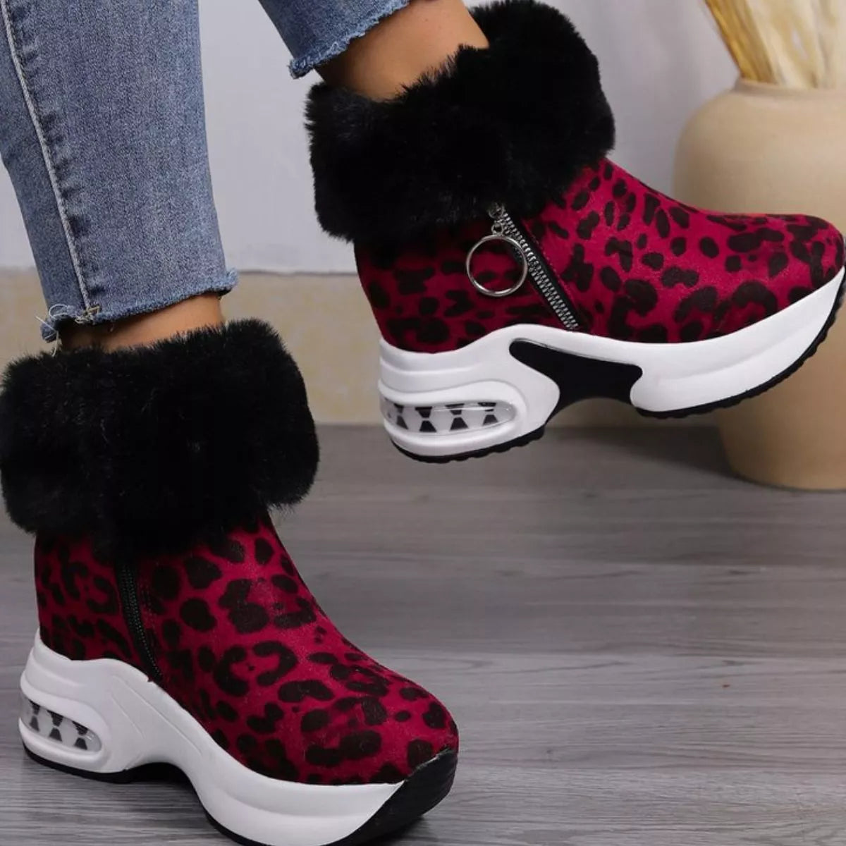 Fuzzy Side Zipper Platform Ankle Boots New Era Fashion LLc