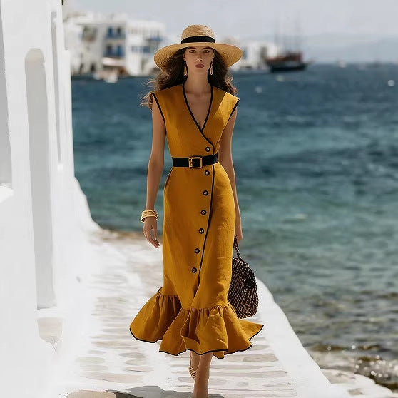 V-Neck Sleeveless High-Waist Maxi Dress – 5 Colors, S–2XL FitiqueFit