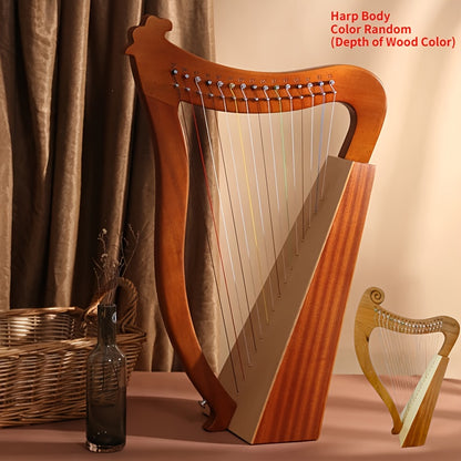 19 String 15 String Lyre Harp Mahogany Solid Wooden High Quality Portable Musical Instrument Stringed Instrument with Tuning Wrench Eid Al-Adha Mubarak NovaCart