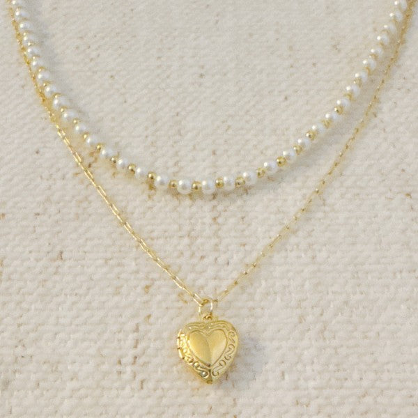 Pearls And Heart Locket Layered Necklace Shop Style & More | Fresh Looks, Everyday Deals & Free Shipping