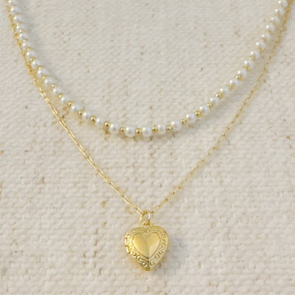 Pearls And Heart Locket Layered Necklace Shop Style & More | Fresh Looks, Everyday Deals & Free Shipping