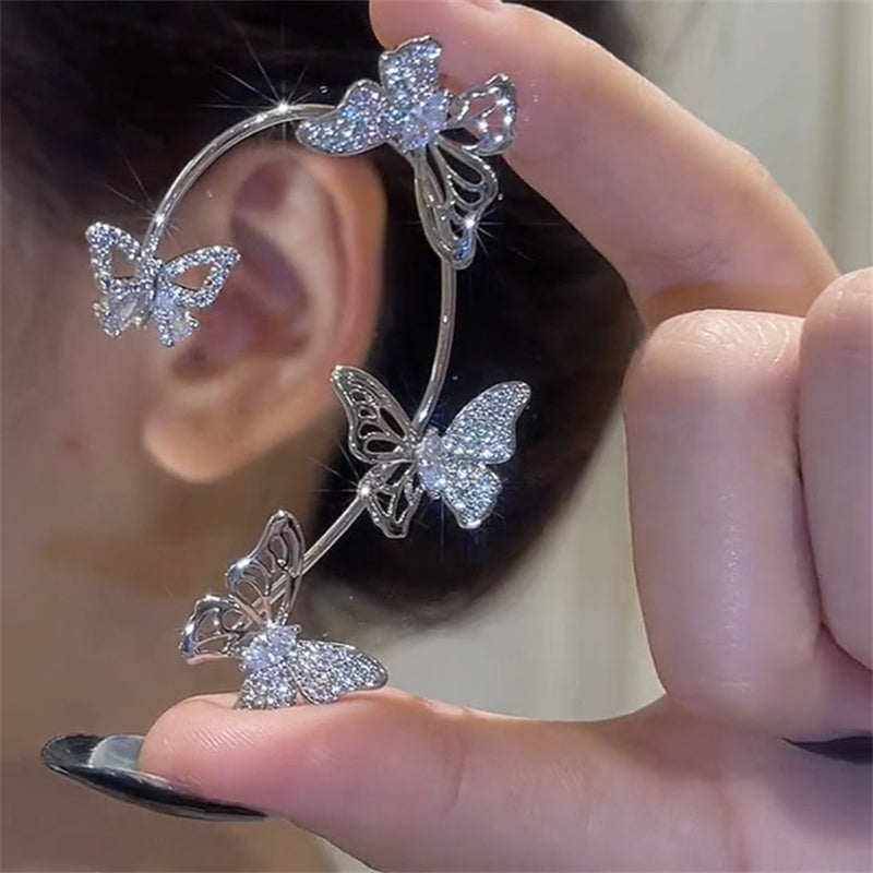 Elegant Butterfly Ear Clips | No-Piercing, All-Season, Plated K, Glass Mosaic, By Yugeweer NovaCart