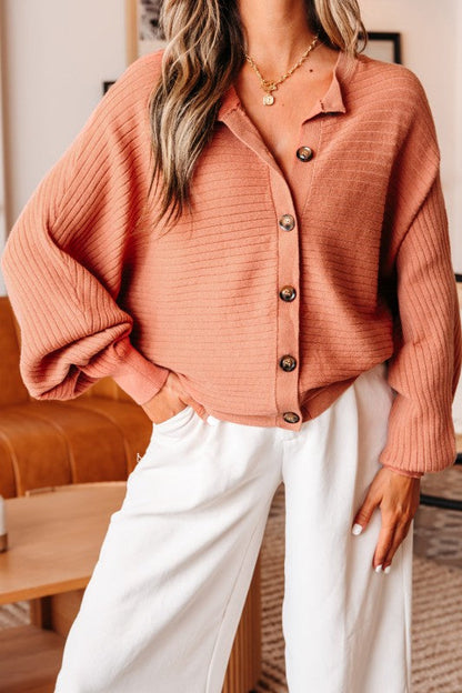 Ribbed Knit Button Front Dolman Sleeve Sweater Car Shop Style & More | Fresh Looks, Everyday Deals & Free Shipping