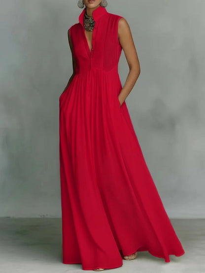 Women's French-Style High-Waist Midi Dress with Ribbon Tie FitiqueFit